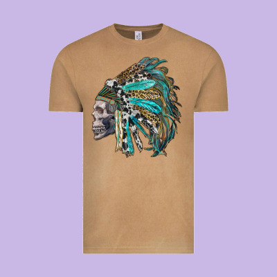 Western Indian Headdress With Skull Vintage Tee Designed By Ranaportraitstore