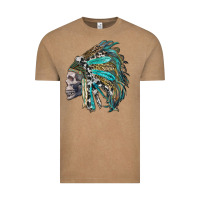 Vintage Coffee western indian headdress with skull Vintage Tee - RanaPortraitStore