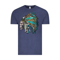 Vintage Denim western indian headdress with skull Vintage Tee - RanaPortraitStore
