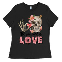 Black Skull all you need is love Ladies Tee - FaDigitalArtStudio