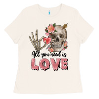 Bone Skull all you need is love Ladies Tee - FaDigitalArtStudio