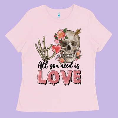 Skull All You Need Is Love Ladies Tee Designed By Fadigitalartstudio