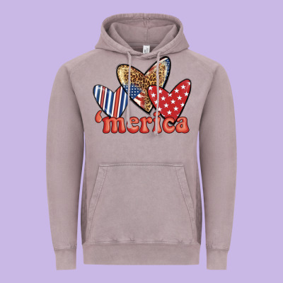 Merica 4th Of July Hearts Vintage Hoodie Designed By Bundleandbundleshop