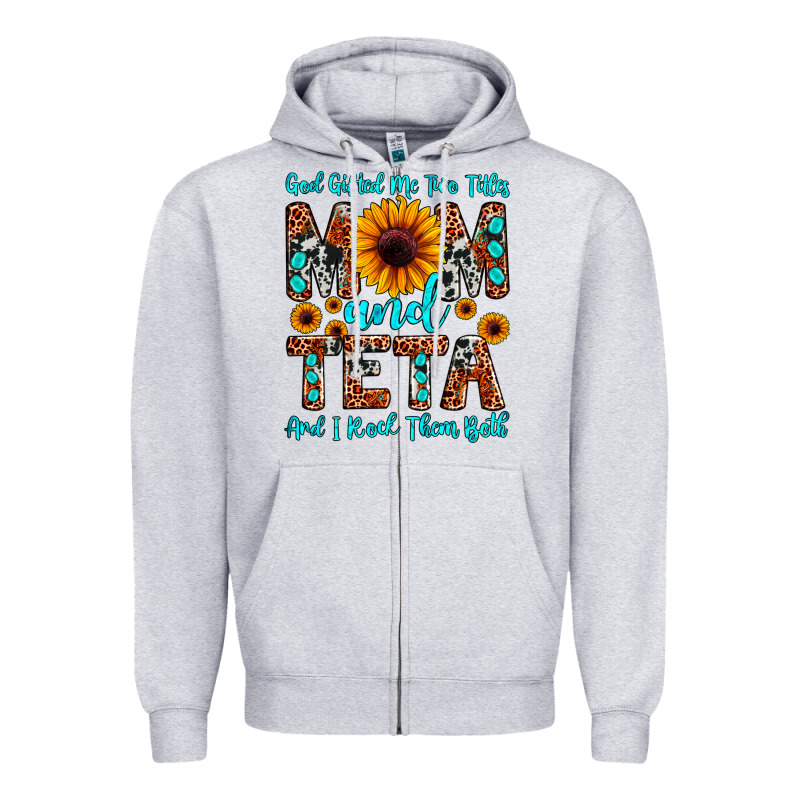 God Gifted Me Two Titles Mom And Teta And I Rock T Zipper Hoodie by JahusDesignShop | Teevron