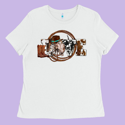 Western Love For Cowboys Olivia Ladies Tee Designed By Oliviacreatesart