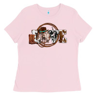 Bubblegum Pink western love for cowboys olivia Ladies Tee - OliviaCreatesArt