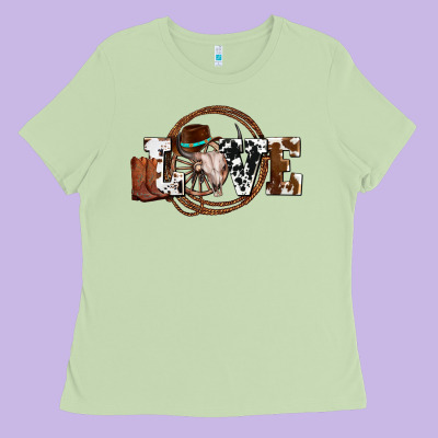Western Love For Cowboys Olivia Ladies Tee Designed By Oliviacreatesart