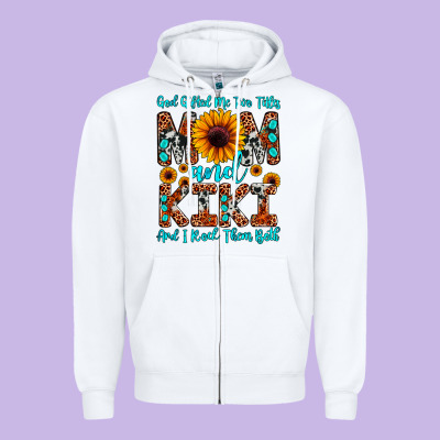 God Gifted Me Two Titles Mom And Kiki And I Rock T Zipper Hoodie Designed By Jahusdesignshop