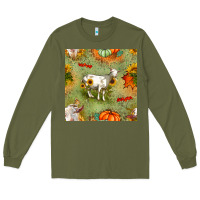 Army Green fall goats seamless pattern Long Sleeve Tee - BundleAndBundleShop