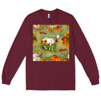 Burgundy fall goats seamless pattern Long Sleeve Tee - BundleAndBundleShop