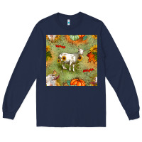 Navy fall goats seamless pattern Long Sleeve Tee - BundleAndBundleShop