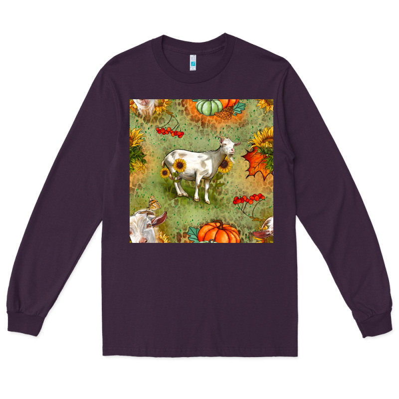 Fall Goats Seamless Pattern Long Sleeve Tee by BundleAndBundleShop | Teevron