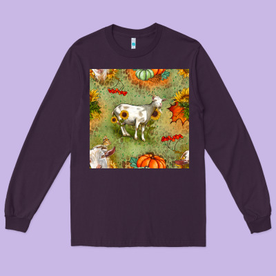Fall Goats Seamless Pattern Long Sleeve Tee Designed By Bundleandbundleshop