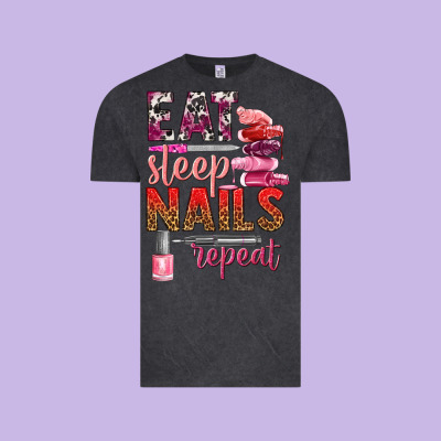 Eat Sleep Nails Repeat Bbs Vintage Tee Designed By Bundleandbundleshop
