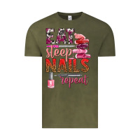 Vintage Olive eat sleep nails repeat bbs Vintage Tee - BundleAndBundleShop
