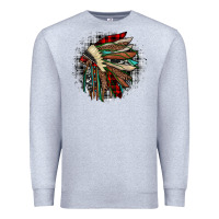 Heather Grey indian headdress Premium Sweatshirt - JahusDesignShop