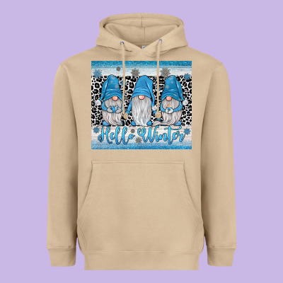 Hello Winter Gnome Heavyweight Hoodie Designed By Jahusdesignshop