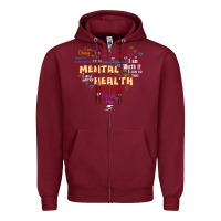 Burgundy mental health matters Zipper Hoodie - JahusDesignShop