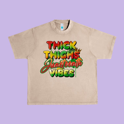 Thick Thighs Juneteenth Vibes Urban Heavy Tee Designed By Fadigitalartstudio