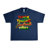 Navy thick thighs juneteenth vibes Urban Heavy Tee - FaDigitalArtStudio