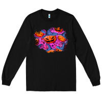 Black halloween pumpkin patch  4 Long Sleeve Tee - BundleAndBundleShop