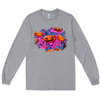Heather Grey halloween pumpkin patch  4 Long Sleeve Tee - BundleAndBundleShop