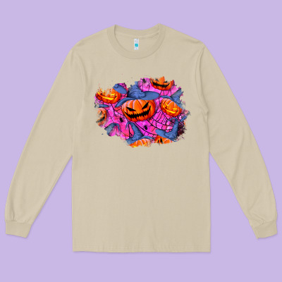 Halloween Pumpkin Patch  4 Long Sleeve Tee Designed By Bundleandbundleshop