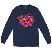 Navy halloween pumpkin patch  4 Long Sleeve Tee - BundleAndBundleShop