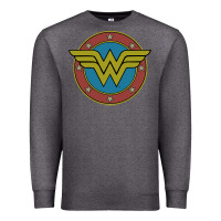 Charcoal Heather Wonder Woman Vintage Emblem Premium Sweatshirt - maiPhamDesign