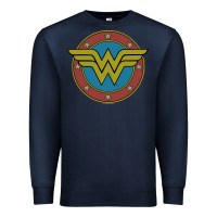Navy Wonder Woman Vintage Emblem Premium Sweatshirt - maiPhamDesign