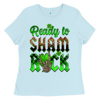 Baby Blue St. Patricks' Day ready to sham rock Ladies Tee - OliviaCreatesArt