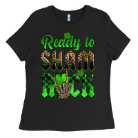 Black St. Patricks' Day ready to sham rock Ladies Tee - OliviaCreatesArt