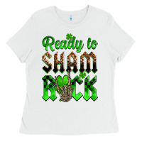 White St. Patricks' Day ready to sham rock Ladies Tee - OliviaCreatesArt