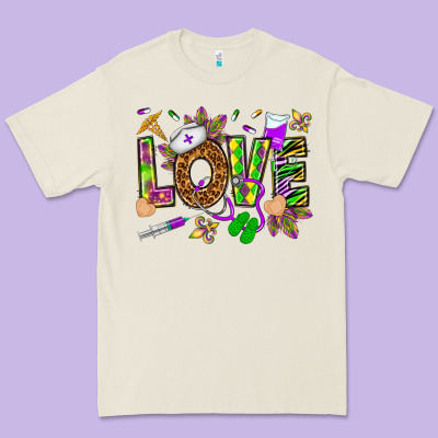 Mardi Gras Love Nurse Premium Tee Designed By Howdyjamesfarm