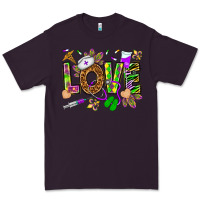 Plum Mardi Gras love Nurse Premium Tee - HowdyJamesFarm