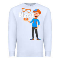 White Kids Cartoon Blippis funny Premium Sweatshirt - maiPhamDesign