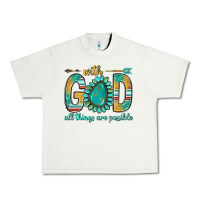 Pistachio with god all things are possible with turquoise gemstone bbs Urban Heavy Tee - BundleAndBundleShop