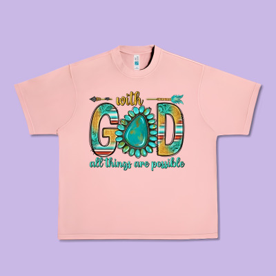 With God All Things Are Possible With Turquoise Gemstone Bbs Urban Heavy Tee Designed By Bundleandbundleshop
