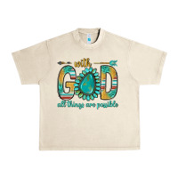 Sandshell with god all things are possible with turquoise gemstone bbs Urban Heavy Tee - BundleAndBundleShop