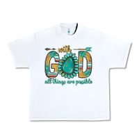 White with god all things are possible with turquoise gemstone bbs Urban Heavy Tee - BundleAndBundleShop