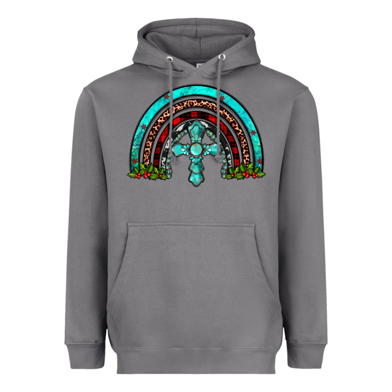 Cross Christmas Rainbow Heavyweight Hoodie by JahusDesignShop | Teevron