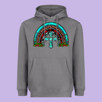Cross Christmas Rainbow Heavyweight Hoodie Designed By Jahusdesignshop