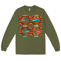 Army Green native american aztec seamless pattern 2 Long Sleeve Tee - BundleAndBundleShop