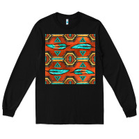 Black native american aztec seamless pattern 2 Long Sleeve Tee - BundleAndBundleShop