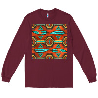 Burgundy native american aztec seamless pattern 2 Long Sleeve Tee - BundleAndBundleShop