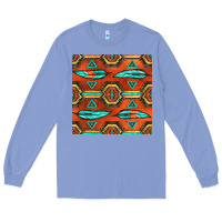 Colony Blue native american aztec seamless pattern 2 Long Sleeve Tee - BundleAndBundleShop