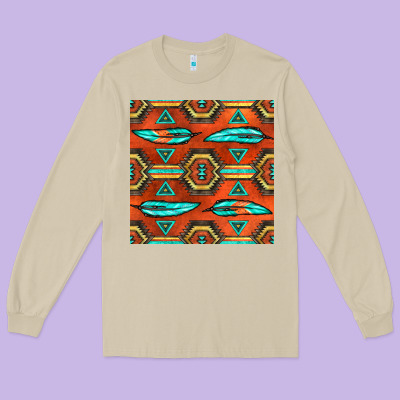 Native American Aztec Seamless Pattern 2 Long Sleeve Tee Designed By Bundleandbundleshop