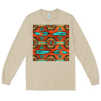 Mushroom native american aztec seamless pattern 2 Long Sleeve Tee - BundleAndBundleShop