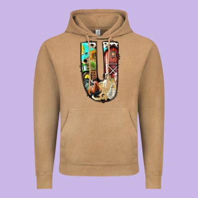 Farm Life Alphabet Lowercase Letters U Vintage Hoodie Designed By Bundleandbundleshop