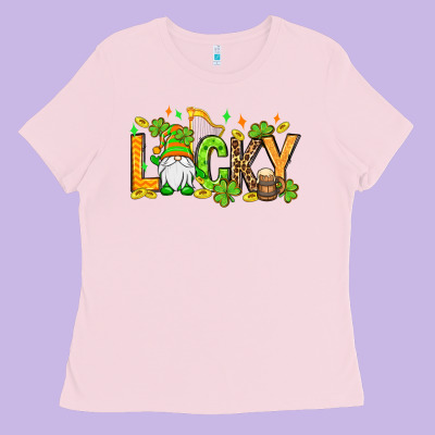 St. Patrick's Lucky Gnome Ladies Tee Designed By Oliviacreatesart